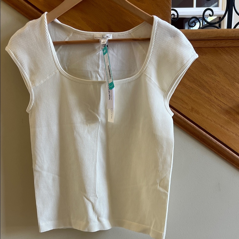 nine britton White Ribbed Women's Top SizeLarge New With Tags - Picture 5 of 9